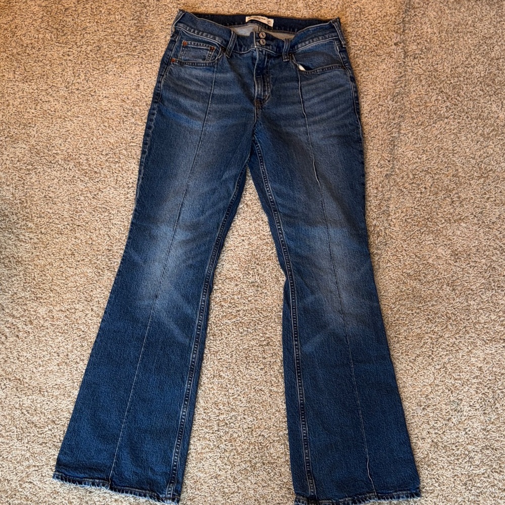 Abercrombie & Fitch front seam Dark Blue 90s bootcut Jeans